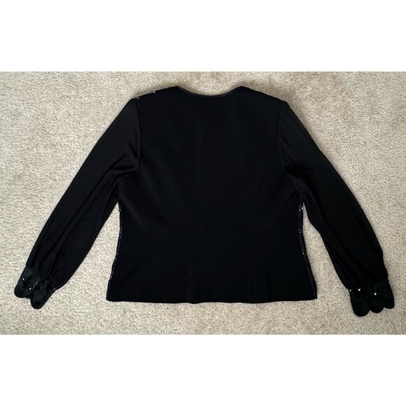 Vintage Louise Ricci Embroidered Rhinestone Embellished Jacket Black size 20 - Picture 2 of 15